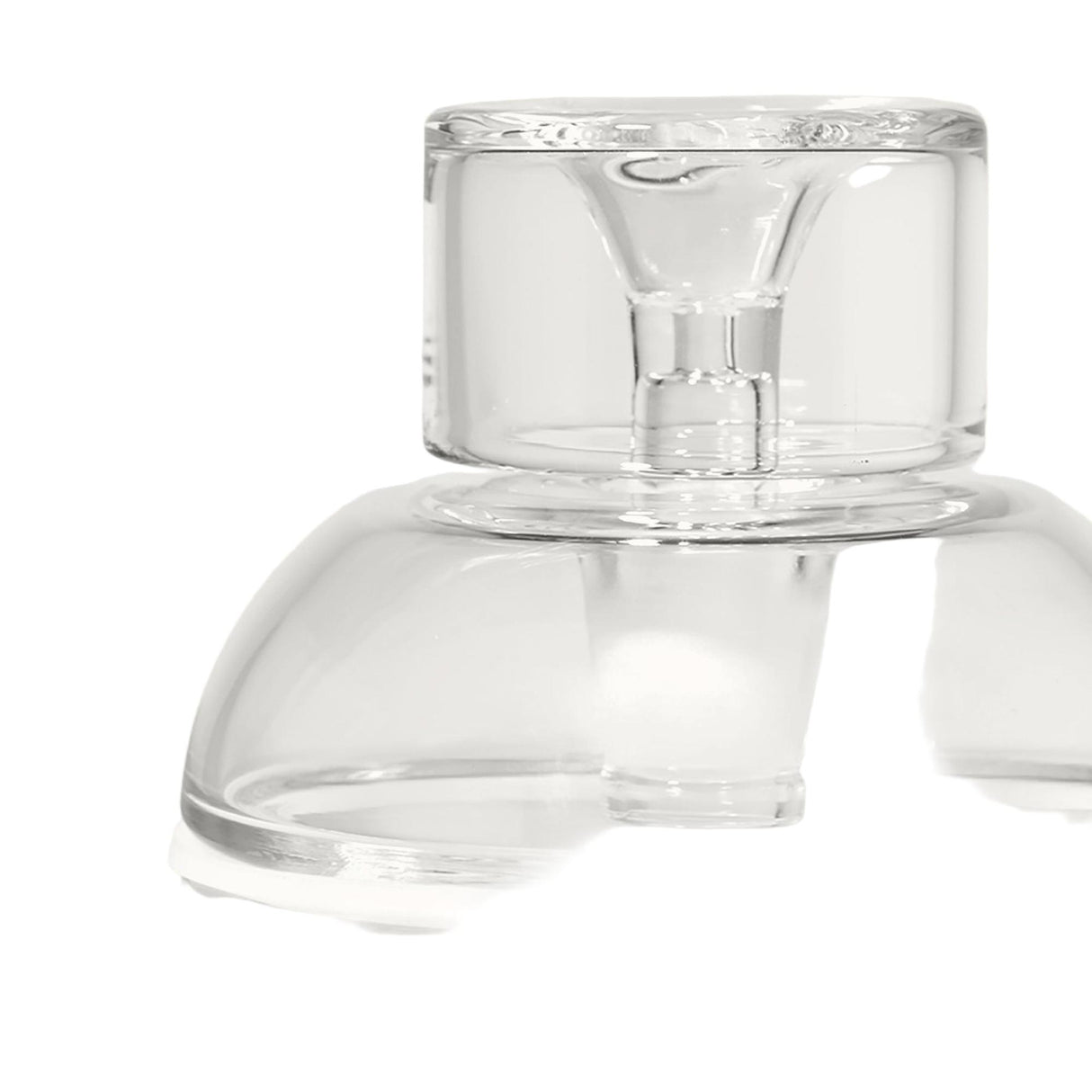 Vesper Gravity Bong with transparent suction base, featuring a shallow dome and central stem, crafted from premium borosilicate glass for smooth, effortless pulls.