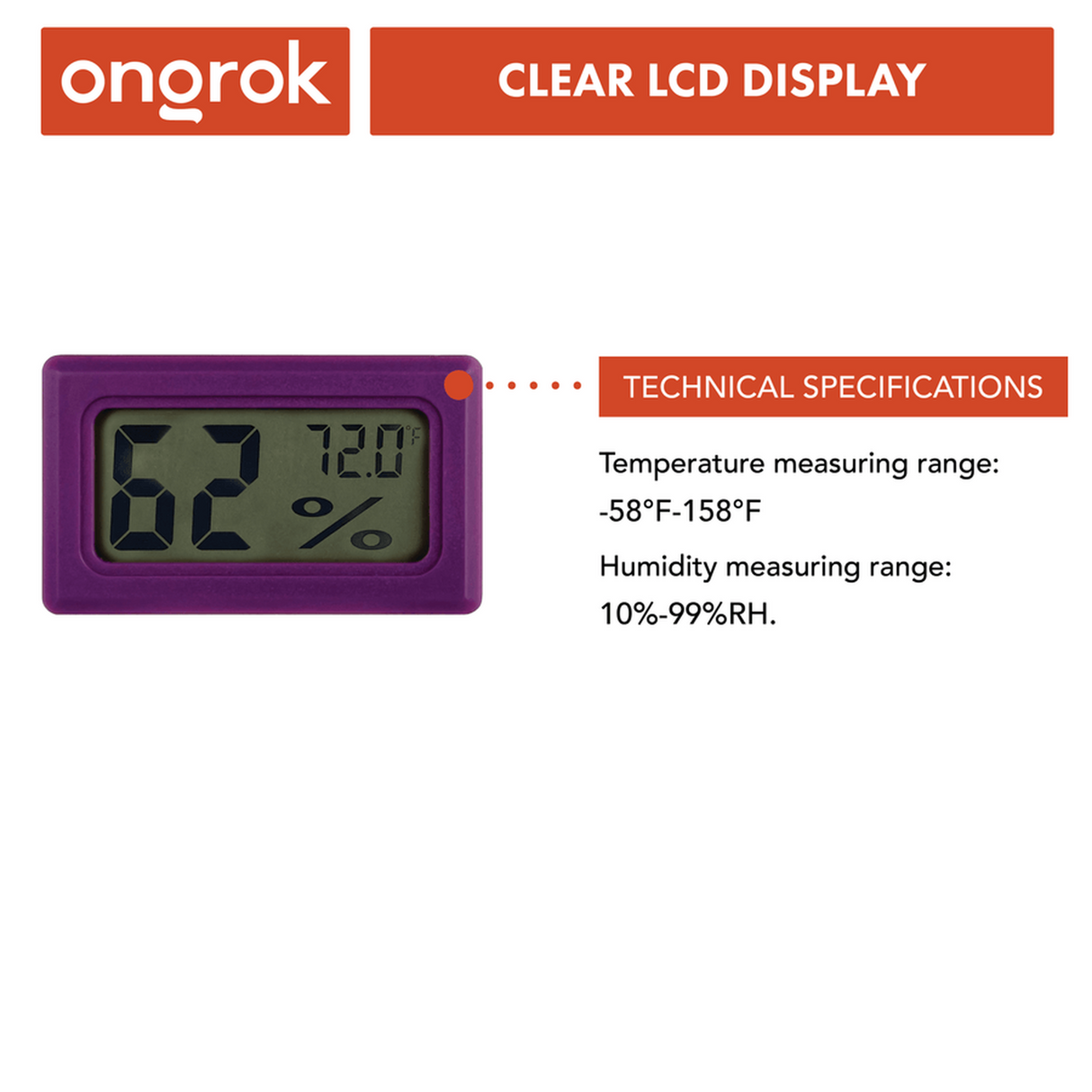 Digital Hygrometer - 6 pack with clear LCD displays showing humidity and temperature, ideal for compact storage monitoring in various containers.