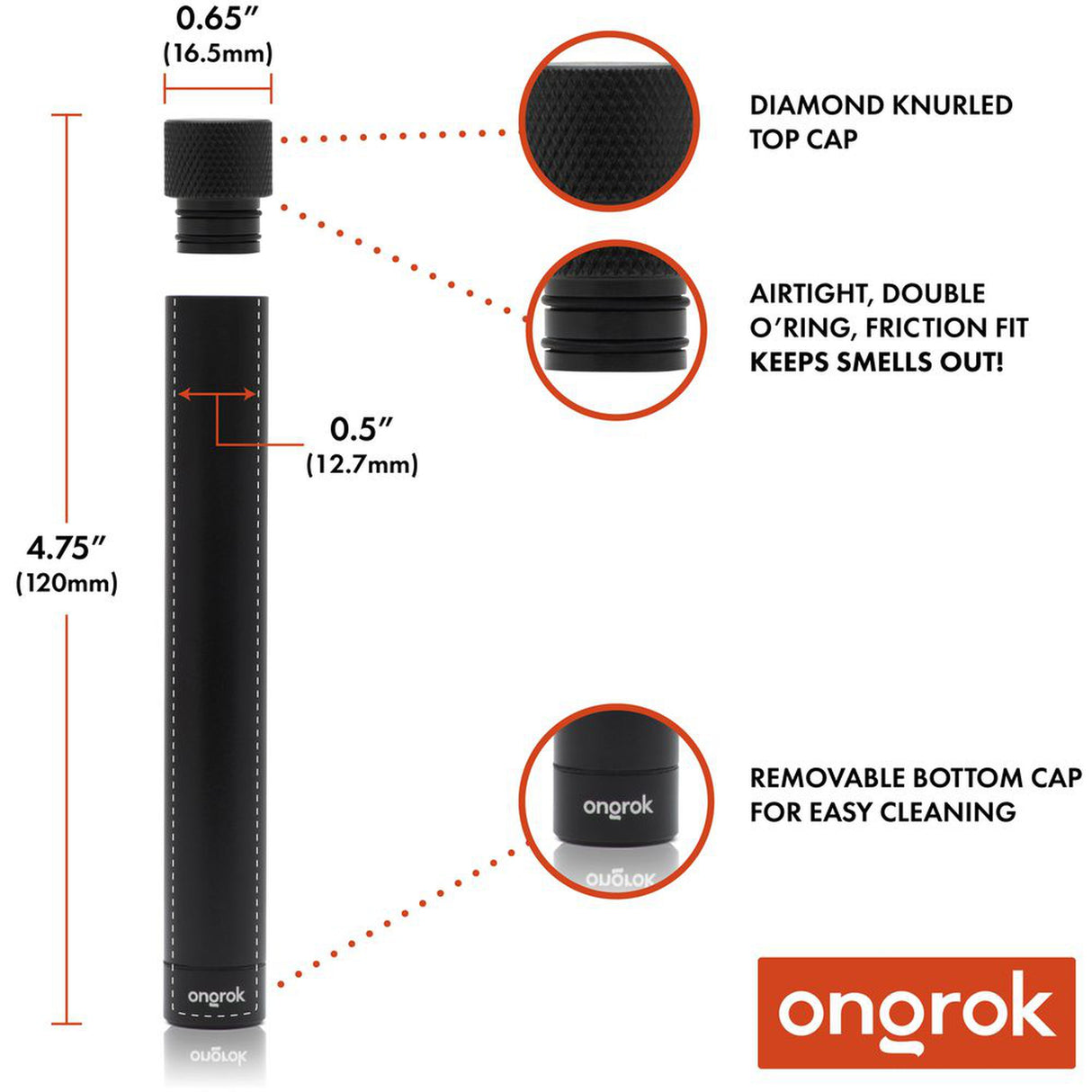 Aluminum Doob Tube, sleek black cylinder with a friction-fit top cap, designed for odor-proof storage of rolled herbs, crafted from durable aircraft-grade aluminum.