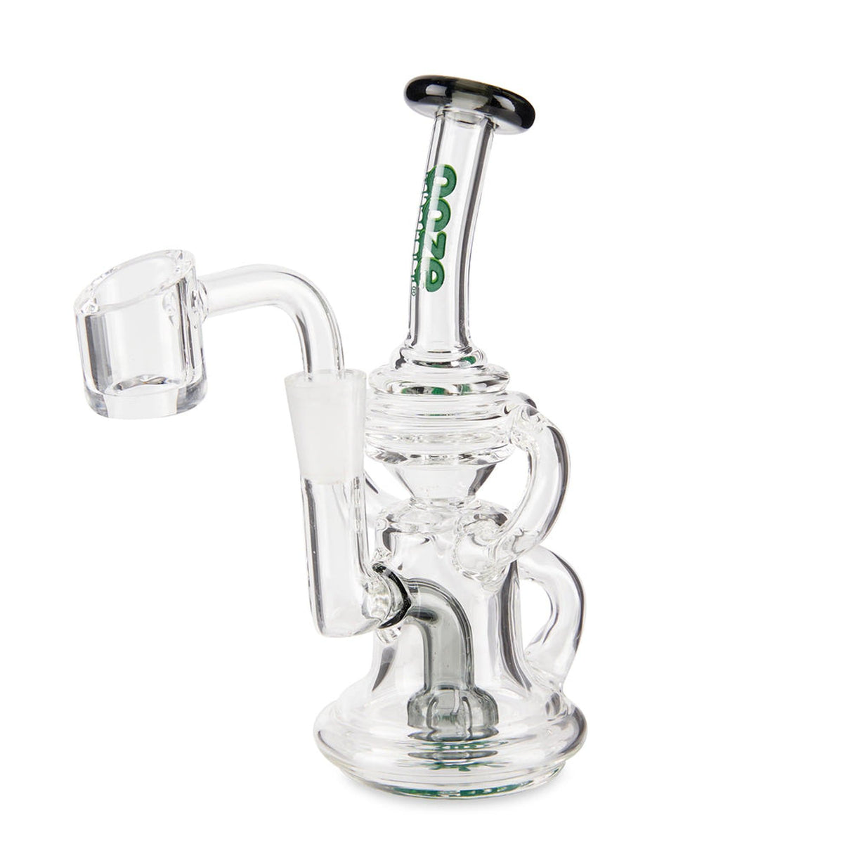 Surge Mini Recycler Dab Rig, a clear glass piece with an ergonomic handle, features a recycler system for smooth, terpene-rich hits.