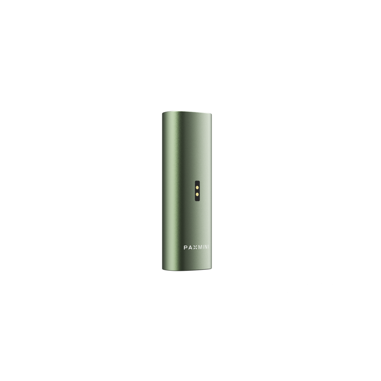 PAX Mini vaporizer battery with rounded-rectangle shape, two gold contact pins, and PAX MINI logo. Compact design for smooth, flavorful sessions.