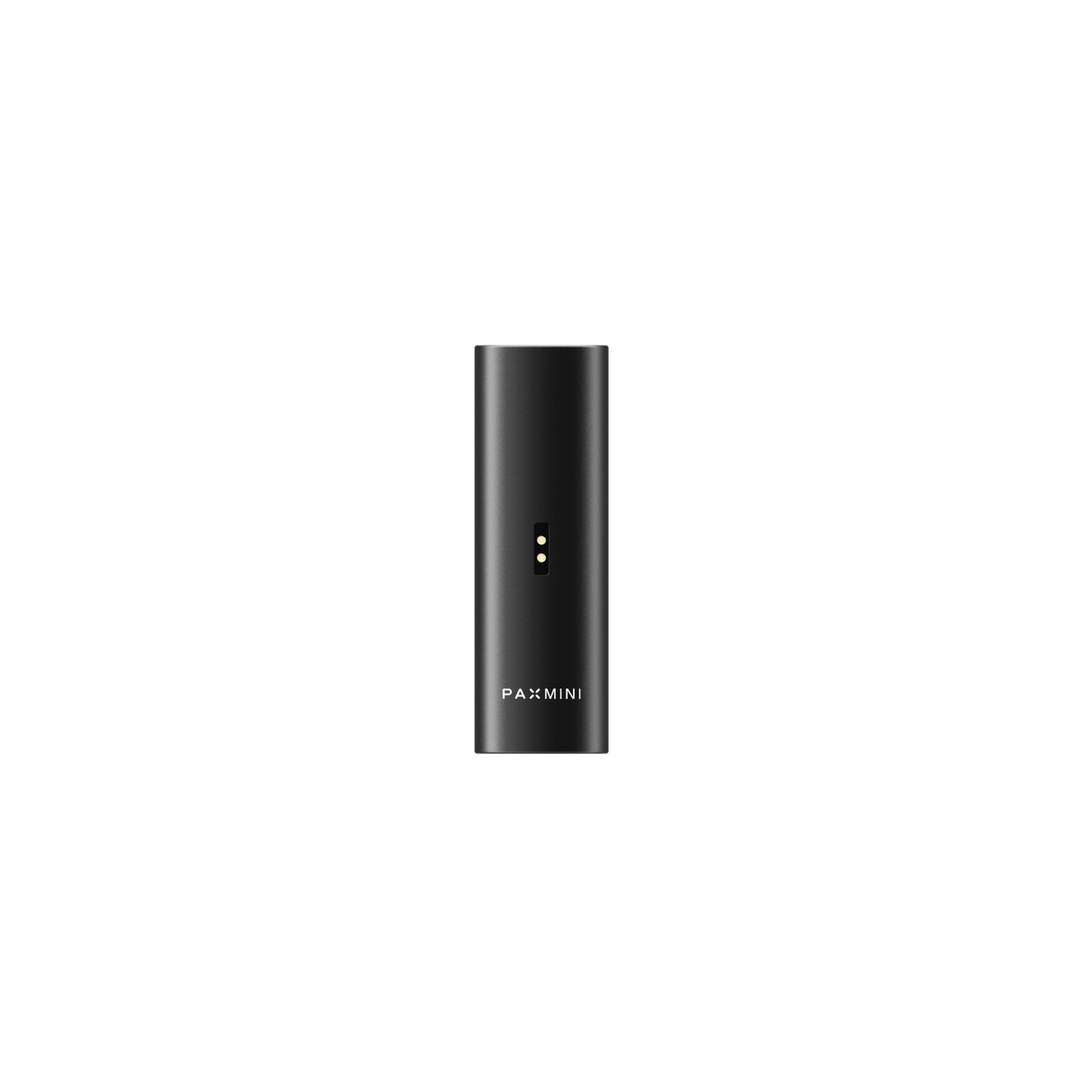 PAX Mini vaporizer battery's back view, featuring gold charging pins and logo, highlighting its compact design for smooth, flavorful sessions.