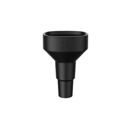 PAX Water Pipe Adapter 2 - Black: Matte-black funnel accessory with X logo, designed for seamless integration with PAX FLOW and glass water pipes.