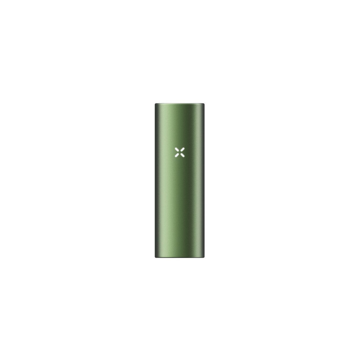 PAX FLOW green-anodized vaporizer body with central X LED logo, showcasing its compact, powerful design for enhanced dry herb vaping experience.
