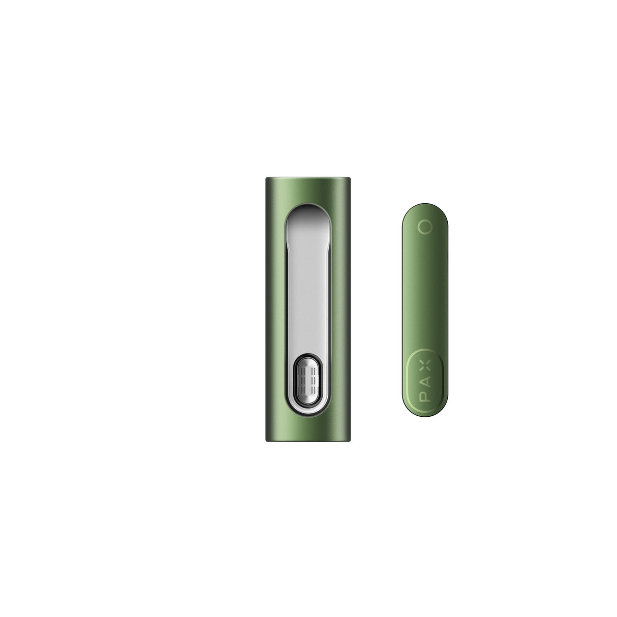 PAX FLOW components: magnetic charging chamber and PAX Era pod, forming a compact oil-vaporizer for smooth, flavorful vapor.