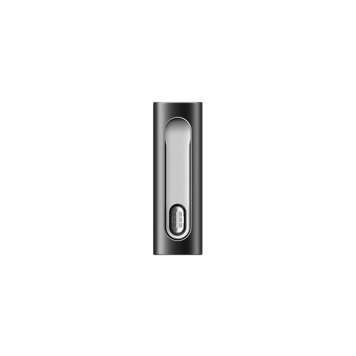 PAX FLOW Dry Herb Vaporizer, a sleek, dark gray metal device with a central sliding control and USB-C port, designed for powerful, smooth draws.