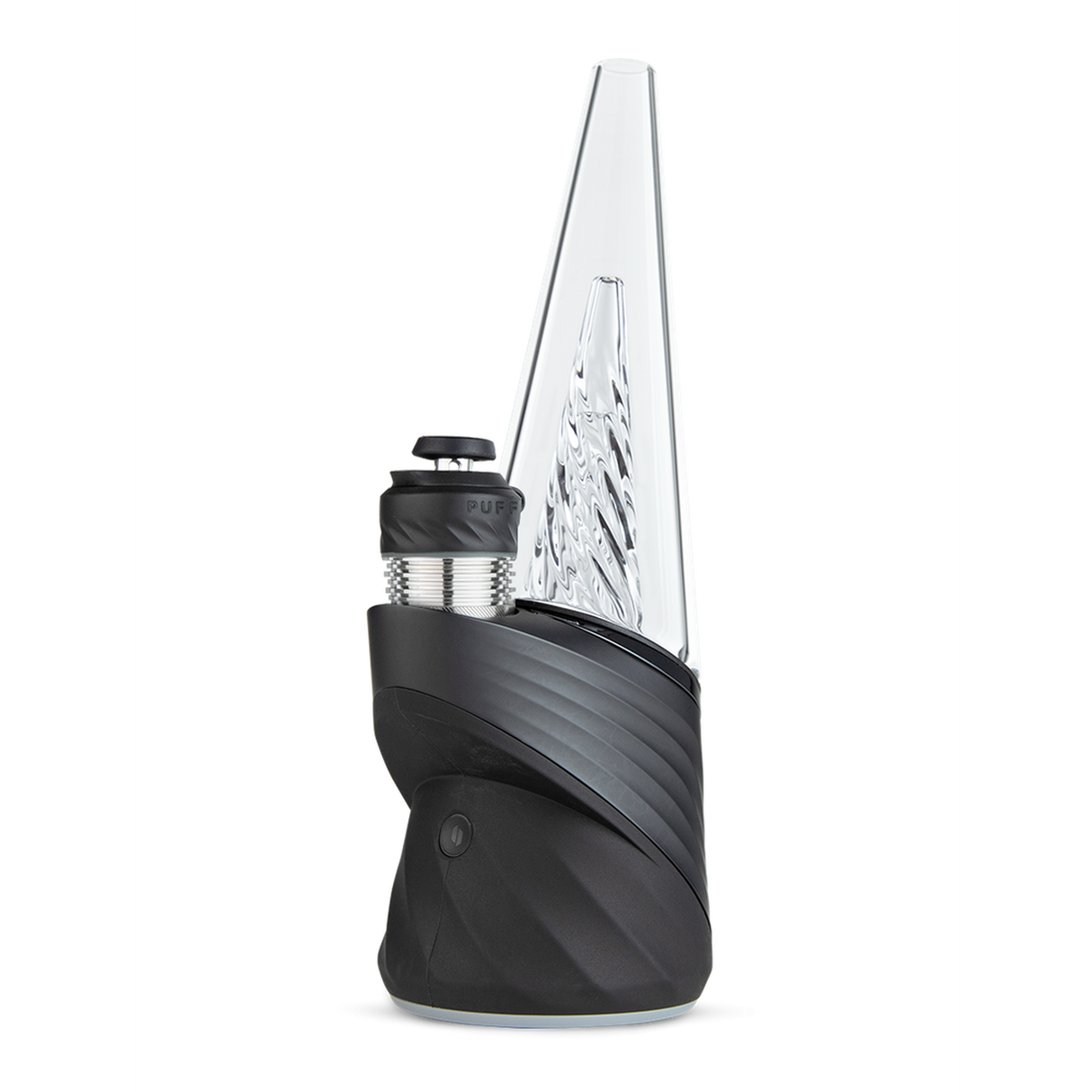 Peak Pro 3DXL Electric Dab Rig - Onyx, showcasing a sleek, glass design with a black and silver pipe, highlighting advanced features for superior hash performance.