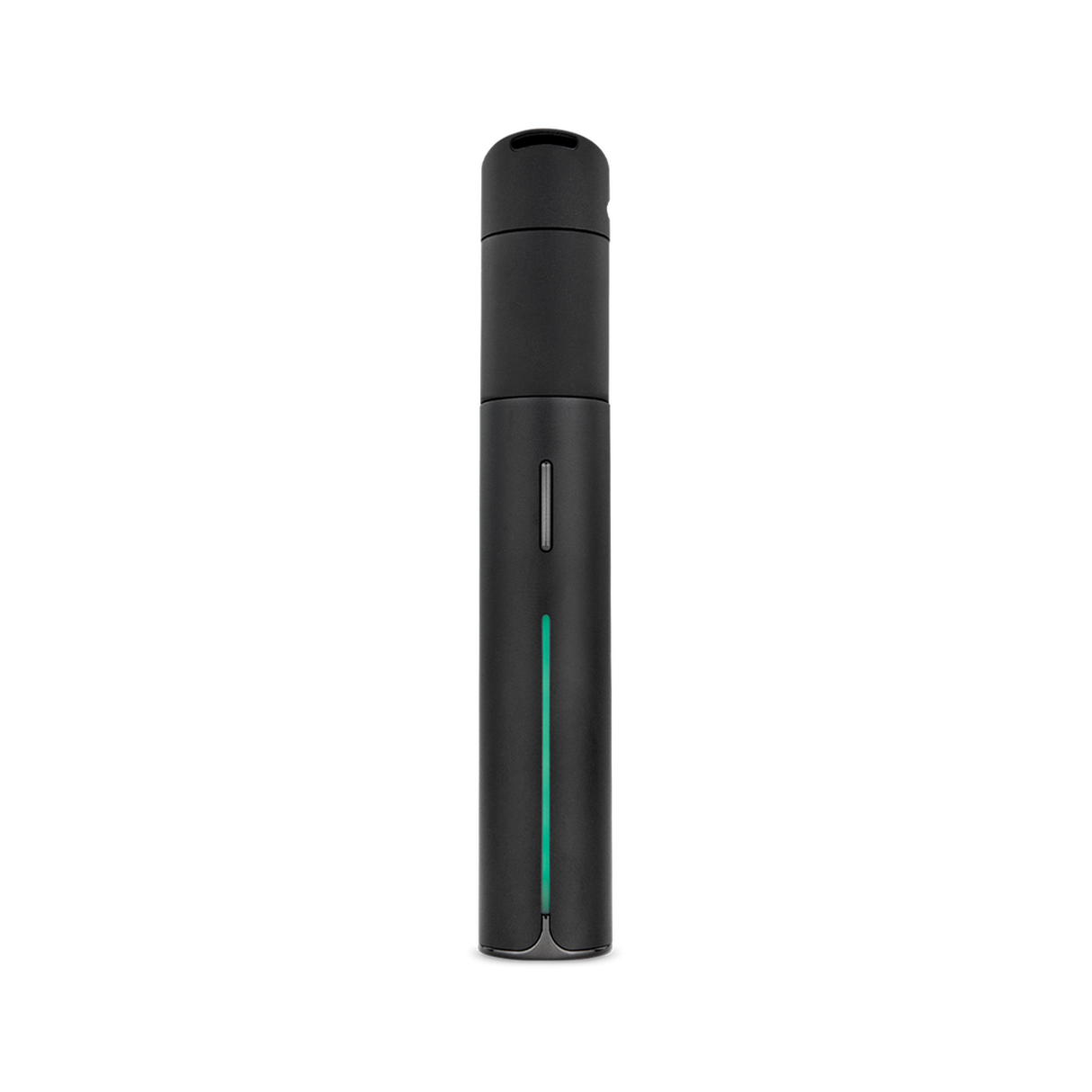 Pivot Electric Dab Pen - Onyx, a sleek cylindrical device with a green light, designed for discreet, portable dabbing with haptic feedback and four heat settings.