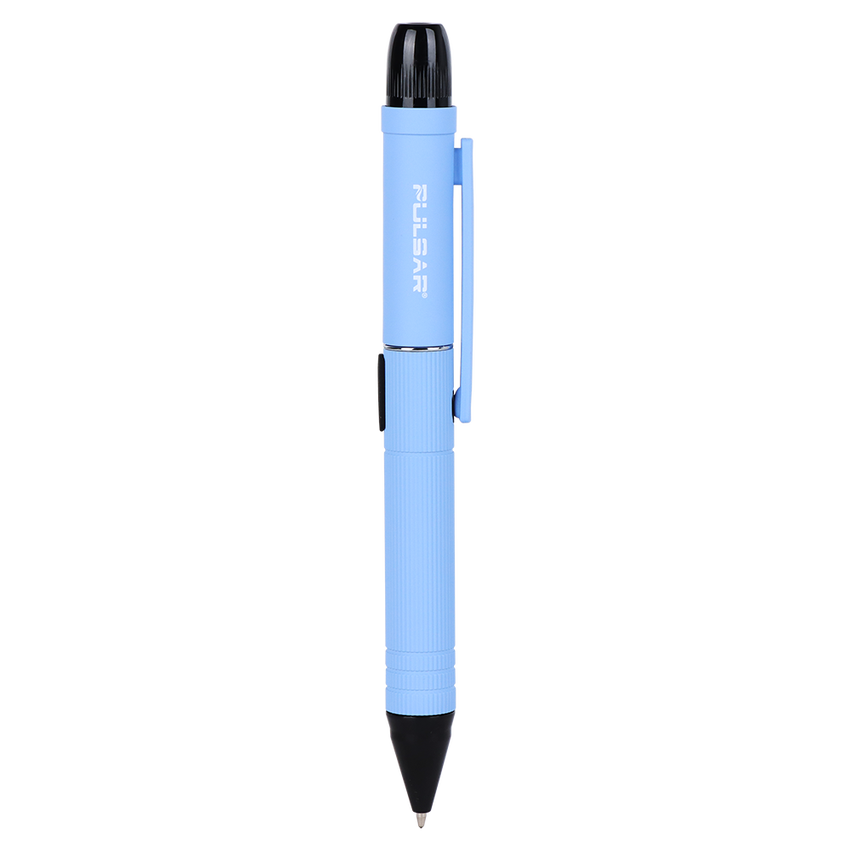 DL Scribe 510 Vape Pen Battery, slim ballpoint design with pocket clip, black-capped top, and branded PULSAR barrel.