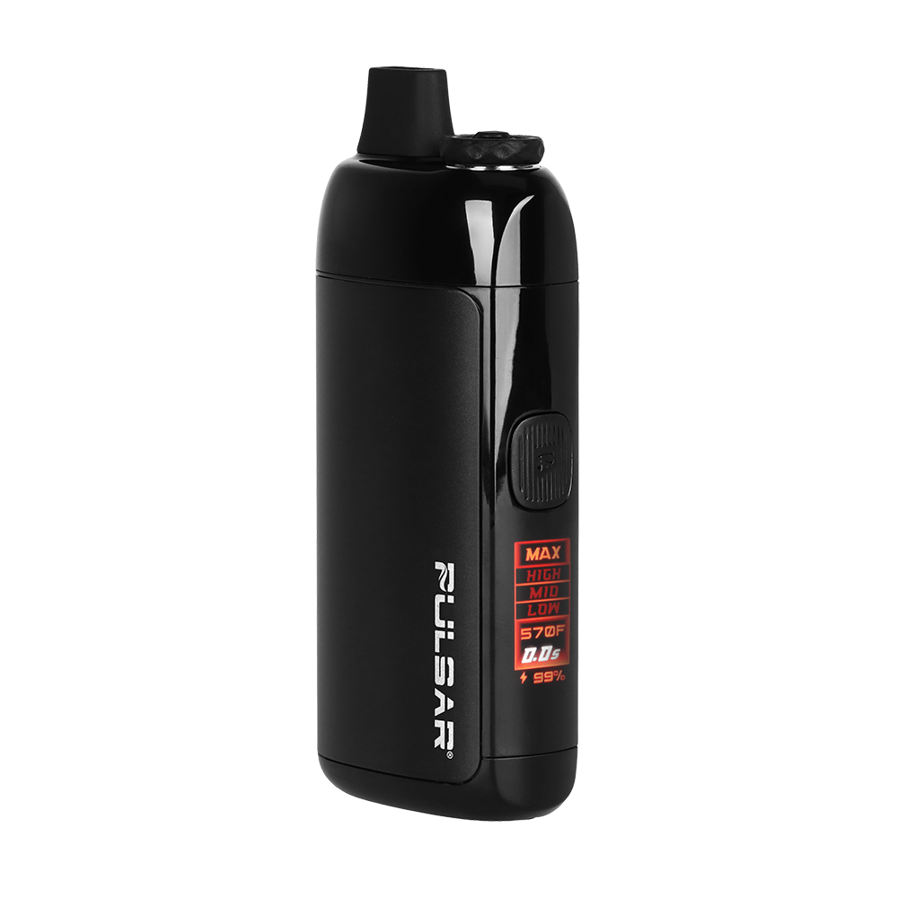 Black Pulsar Chorus vaping device on a white background