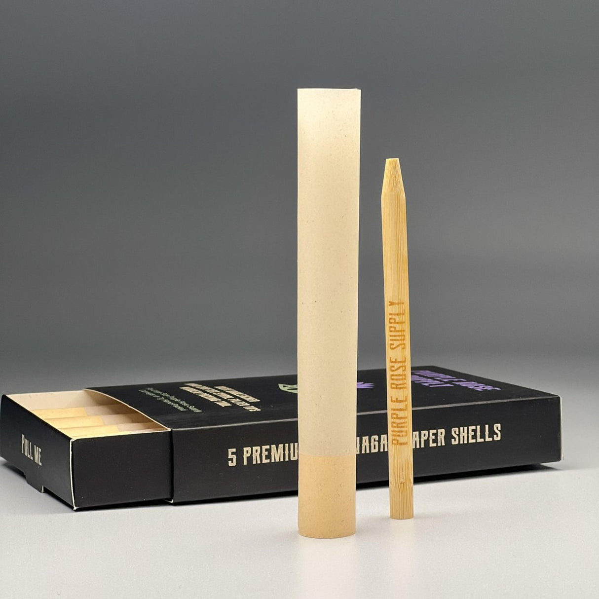 Large Shell Cones - Carton of 10: A box containing pre-formed paper shells ideal for crafting large cannagars or hand-packed smokeables, designed for a slow, consistent burn.