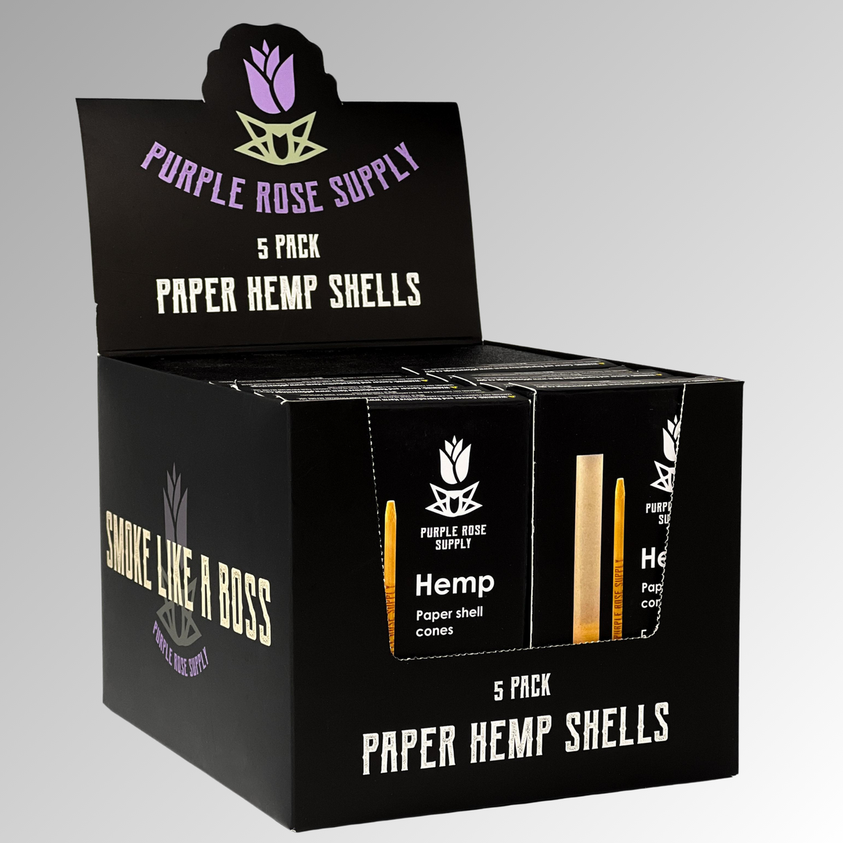Small Shell Cones - Carton of 20: A box of pre-formed paper shells designed for packing premium cannagars, ensuring slow-burning, consistent smoke.