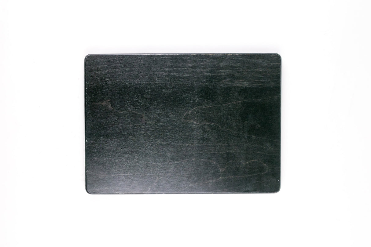 Black Blazy Susan Dab Tray with rounded corners, made from birch wood, designed for organized setups with a low-profile, multi-compartment layout for small spaces.