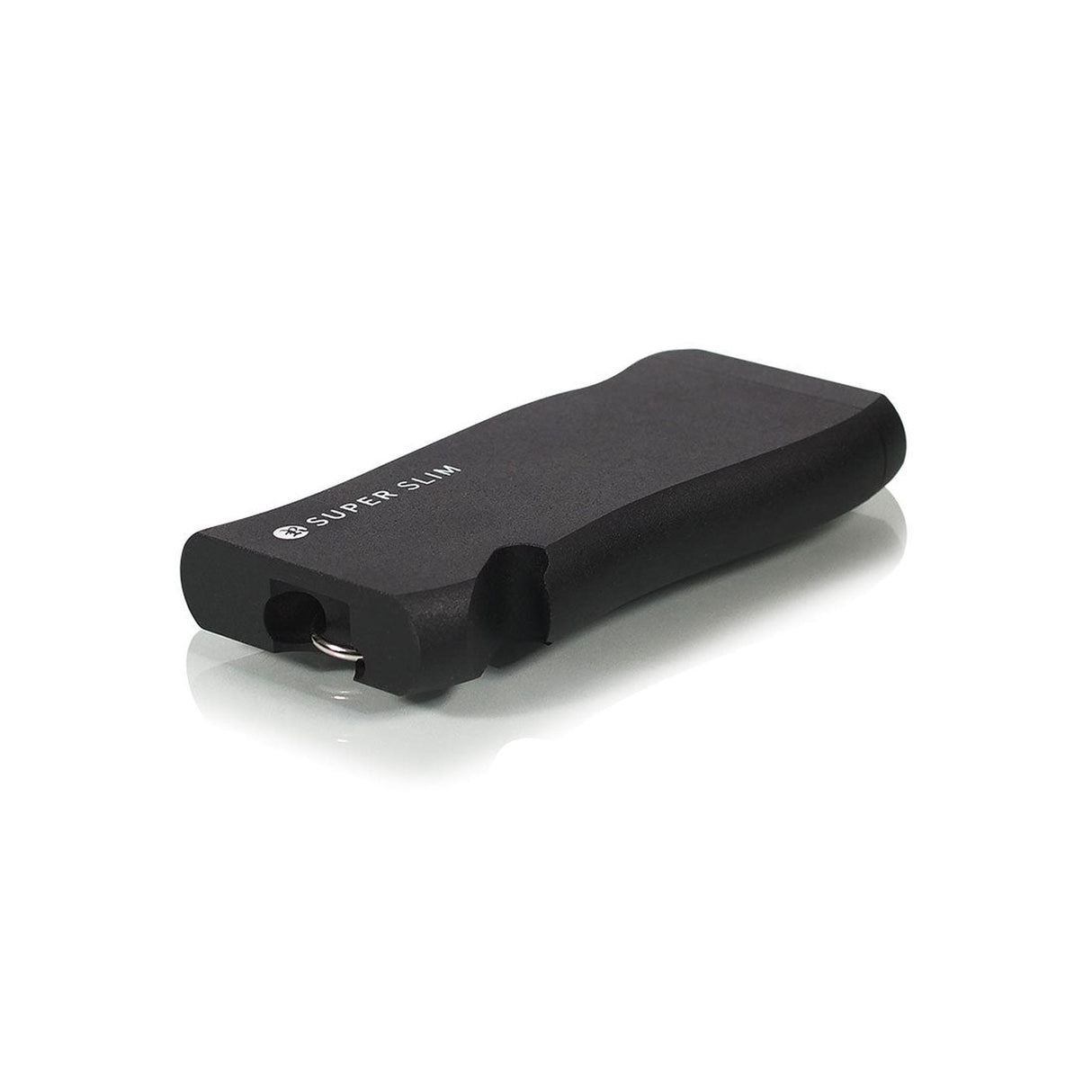 Super Slim Aluminum Dugout - Powder Coated - Black, featuring a sleek design with a hole, includes a Stainless Steel One Hitter for efficient, portable use.