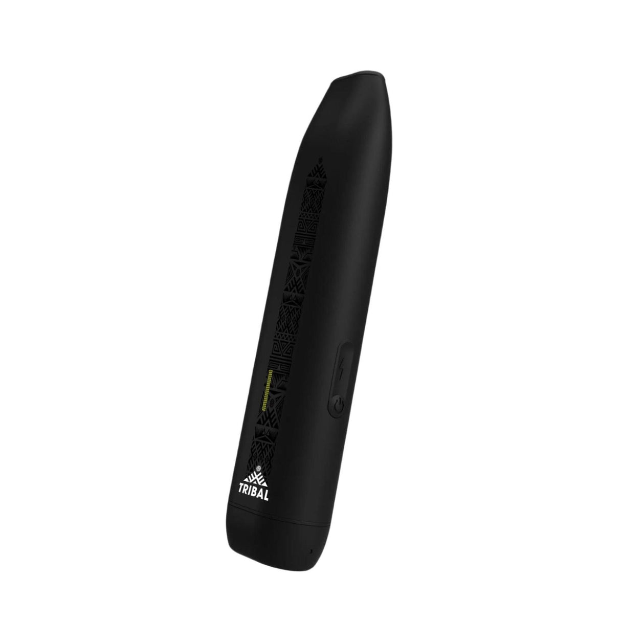 AEROLITH Dry Flower Vaporizer, compact with sleek design, featuring a yellow LED stripe for heat settings, ideal for portable, discreet herb vaping.