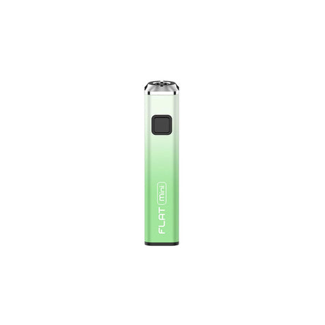 Flat Mini 510 Battery with a square design, featuring a prominent black power button for easy voltage adjustments, ideal for on-the-go vaping.