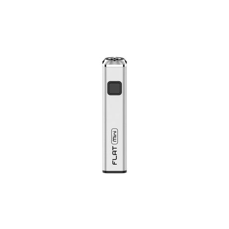 Yocan Flat Mini 510 Battery with square button, silver rectangular design, ideal for portability, featuring a durable aluminum body and rubberized grip.