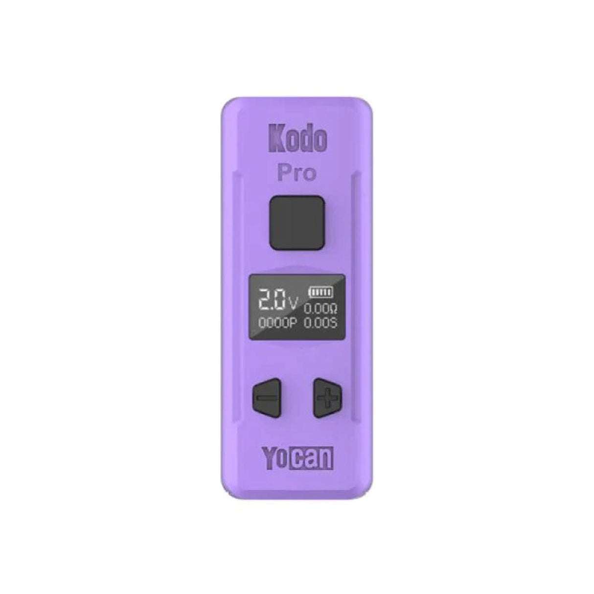 Yocan Kodo Pro Digital 510 Battery features an OLED screen, large firing button, and adjustable voltage, ideal for portable vaping sessions.