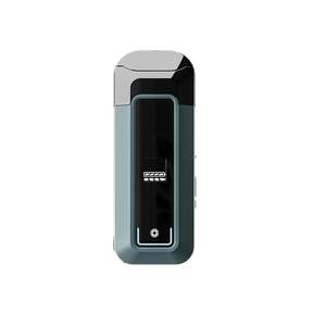 Hachi - Dark Gray: Squarish handheld vaporizer with a glossy black panel, battery icon, hexagon logo, and a removable lighter gray top.