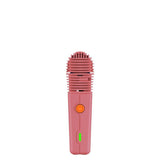 VEAZY Dry Herb Vaporizer featuring a handheld, grille-topped design with a central power button and LED indicator, highlighting its portable and intuitive functionality.