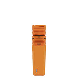 Slim, handheld VEAZY Dry Herb Vaporizer with top grille and bottom USB-C port, featuring advanced heating and precise temperature control by STORZ & BICKEL.