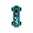 Playdeck Skateboard 510 Battery features a turquoise chassis with black grip tape, skeleton skating graphic, and visible wheels, highlighting its compact, portable design.