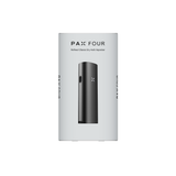 PAX FOUR retail packaging displaying the sleek vaporizer with logo and text, highlighting its powerful dry-herb vaporization features and advanced heating system.