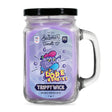 Scented Candle - TrippyWick Dopeberries in a glass jar, featuring a purple candle designed to neutralize odors with a 90-hour burn time.