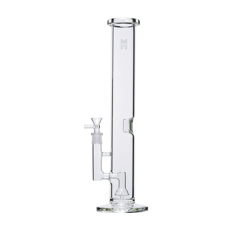15 Tube - Clear: A handcrafted borosilicate glass water pipe with a straight-tube design, featuring a shower percolator, ice catch, and 14mm female joint.
