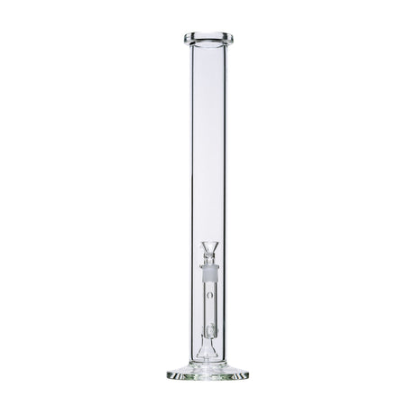 18 Tube - Clear: Tall borosilicate glass water pipe with straight-tube design, removable downstem, 14mm joint, shower percolator, and integrated ice catch for smooth draws.