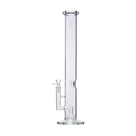 18 Tube - Clear: A straight-tube glass water pipe with removable downstem, shower percolator, and ice catch, crafted from durable borosilicate glass for smooth draws.