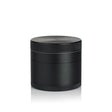 2.5 Multi Chamber Grinder - Black: A small, cylindrical, all-metal grinder with knurled bands for grip, featuring a four-piece modular design with a seam for separation.