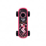 Playdeck Skateboard 510 Battery, a bright pink hoverboard with black grip tape, features chunky black wheels and a splattered skull/skater graphic design.