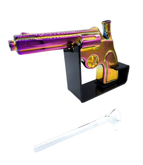 Pistol Glass Gun Bong - Rainbow