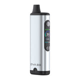 Ziva 2.0 510 Battery, a sleek metallic vape with OLED display, mouthpiece, firing button, and adjustment controls, showcasing voltage, resistance, and puff count.
