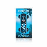 Front of the Playdeck Skateboard 510 Battery box, featuring a mini-skateboard-shaped Bluetooth speaker with graffiti-style branding and skeleton graphic, highlighting its digital battery readout.