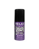 Rapid Result Mist Spray - 2nd Edition: Compact aerosol canister labeled RELAX for odor control, featuring Exotic Scents and warning symbol for safe use.