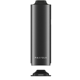 PAX FOUR vaporizer battery housing shown in exploded view, highlighting the cylindrical body and detached magnetic base, emphasizing its powerful and innovative design.