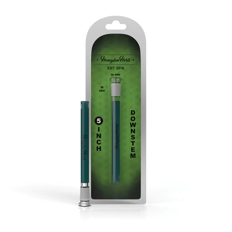 Color Pop Downstem 5 - Teal in package, showcasing its sleek borosilicate glass design, perfect for enhancing rig filtration and style.
