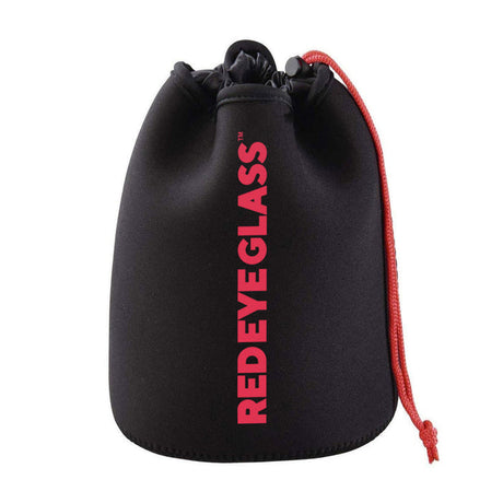 The 4.5 Paw Print Hand Pipe - Colour Changing & Black is in a neoprene pouch with REDEYEGLASS branding, featuring a red drawstring closure.