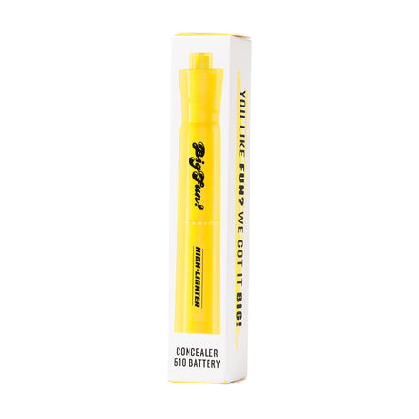 BigFun! High-Lighter 510 Vaporizer battery styled as a yellow marker, in white packaging with black text, featuring compact design and 510-thread compatibility.