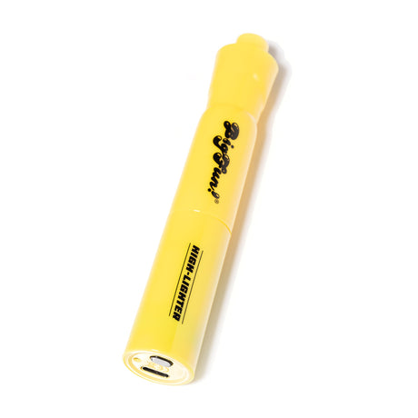 High-Lighter 510 Vaporizer shaped like a yellow highlighter with USB port, power button, and cap; features a 650mAh battery and variable voltage control.
