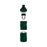 Exploded view of AERIS Colorway Portable E-Rig Kit, displaying detachable mouthpiece, heating chamber, upper and lower molded body housing with connectors and battery contacts.