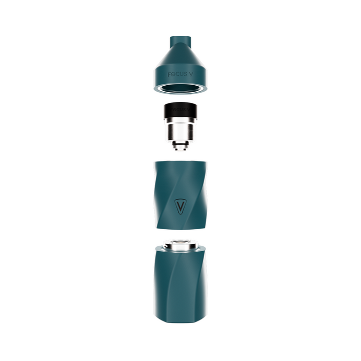 AERIS COLORWAY MIDNIGHT: Close-up of the compact AERIS smart vaporizer, highlighting its ergonomic design and sleek logo, resembling a pocket-sized water bottle.