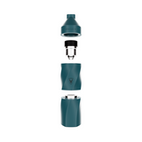 AERIS COLORWAY MIDNIGHT: Close-up of the compact AERIS smart vaporizer, highlighting its ergonomic design and sleek logo, resembling a pocket-sized water bottle.