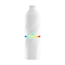 AERIS Portable E-Rig Kit showing a white bottle with a rainbow stripe, designed for convenient, powerful dabbing with ergonomic, pocket-friendly design and accessory components.