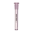 Purple-tinted, precision-ground glass downstem with HUMAN GRADE branding, 14mm joint, three bubble-diffusion slits, designed for standard water pipes.