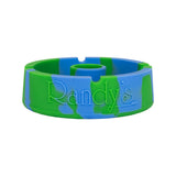 Randy's Round Silicone Ash Tray in camo pattern, featuring three notches, center post, and built-in storage slots for smoking tools.