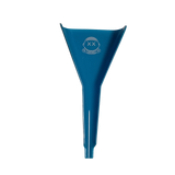 Bright blue Bioplastic Cone Loader with narrow spout, wide mouth, and GET LOST graphic, designed for efficient material preparation and sustainable use.