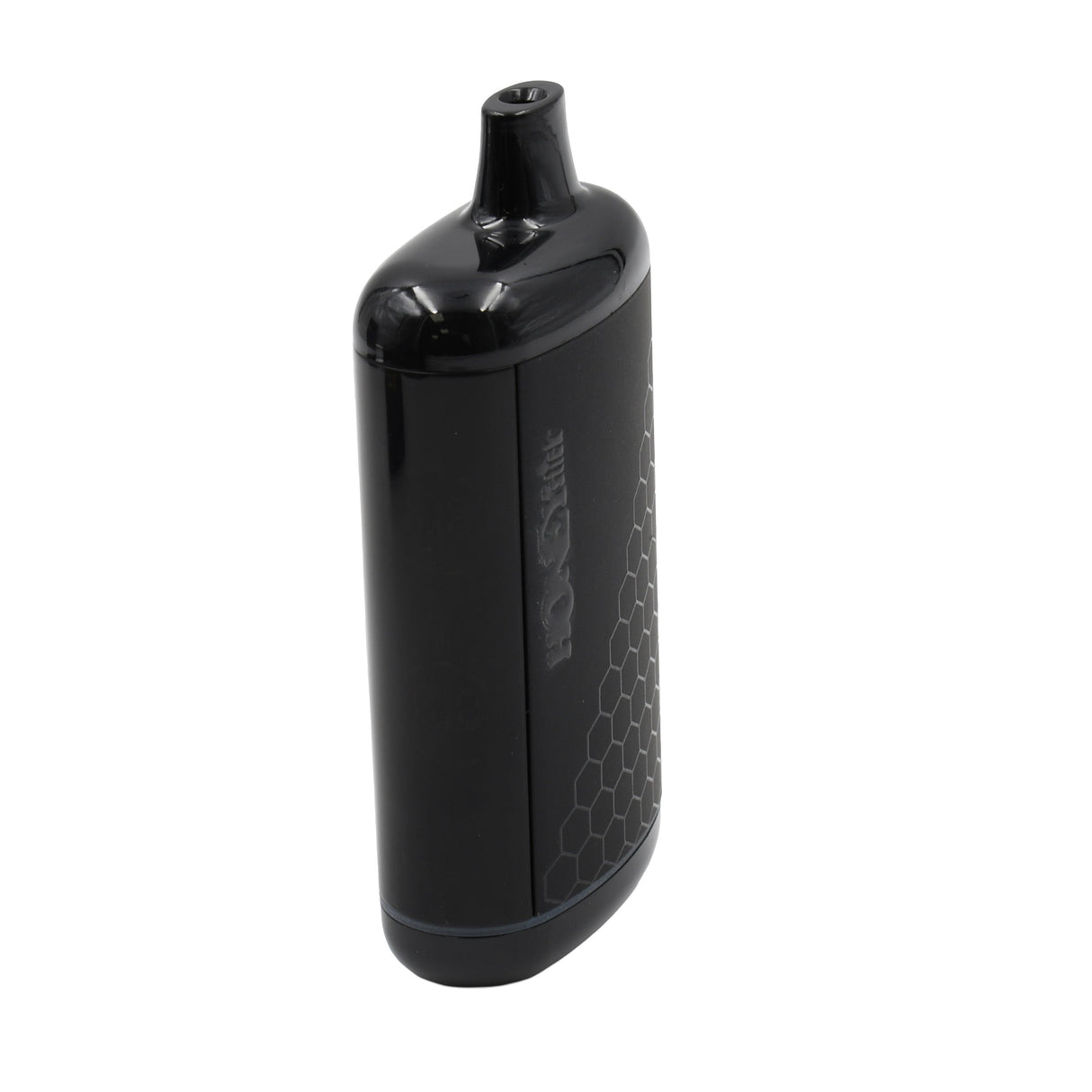 Interactive Concealer 510 Battery - Multicolor: A sleek, black, pocket-sized vaporizer with a hexagonal pattern, draw-activated, featuring a built-in mouthpiece and rounded rectangular shape.